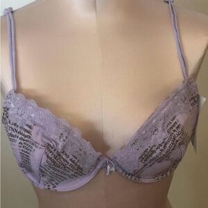 Lavender Lace Print Bra by Lilly NEW slightly padded Size 32A & 34B Comfortable